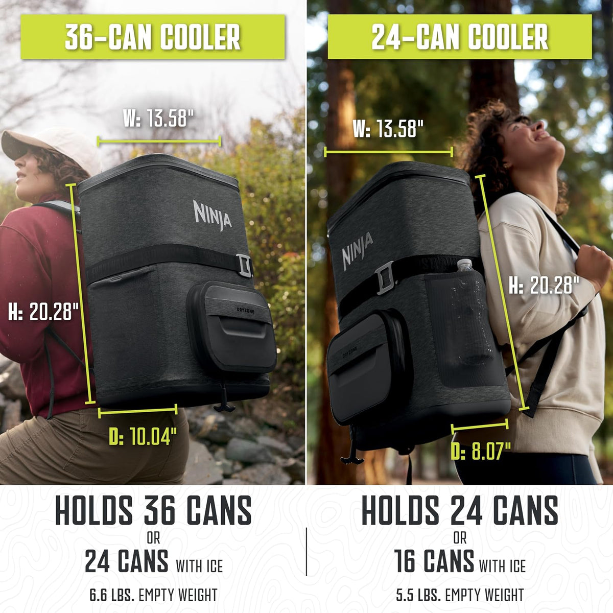 Ninja FrostVault™ Go Soft Backpack Cooler, Dry Storage, Charcoal Gray | Ninja FrostVault Go soft cooler, stays cool for hours with a leakproof, easy-access lid, and carries like a backpack