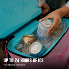 Ninja FrostVault™ Go Soft Backpack Cooler, Dry Storage, Petal Pink | Ninja FrostVault Go soft cooler, stays cool for hours with a leakproof, easy-access lid, and carries like a backpack