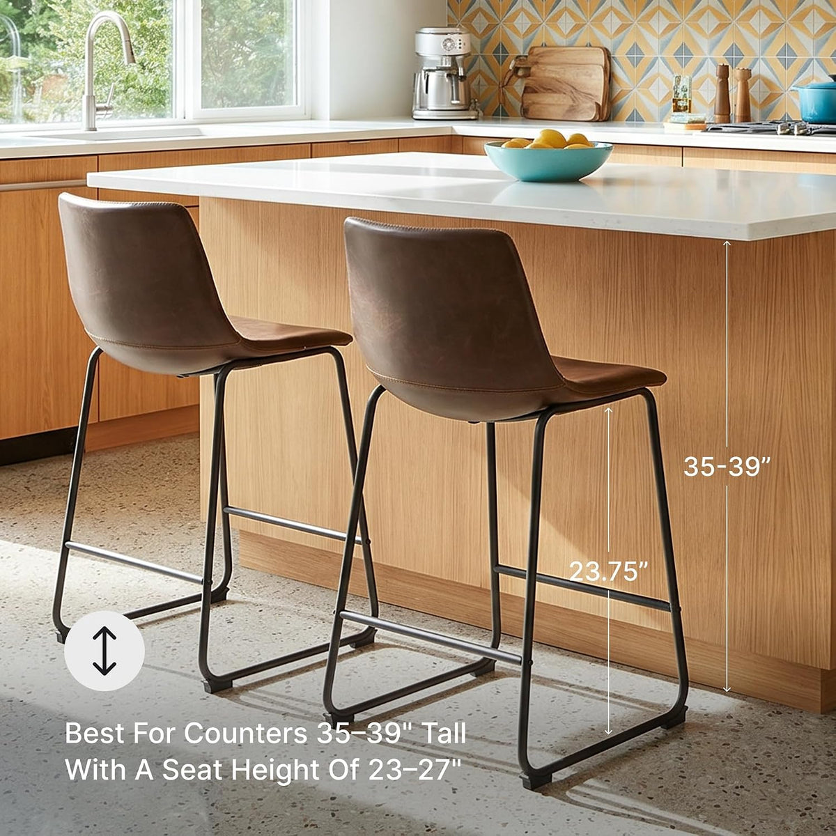 Signature Design by Ashley Counter Height Bar Stools, Set of 2, Brown