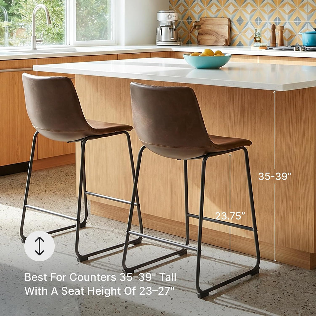 Signature Design by Ashley Counter Height Bar Stools, Set of 2, Brown