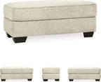 Signature Design by Ashley Rectangular Ottoman, Sandstone Beige | Firmly cushioned 100% polyester chenille fabric, Generous 44-inch scale for coffee table or lounge use, Monaghan Series