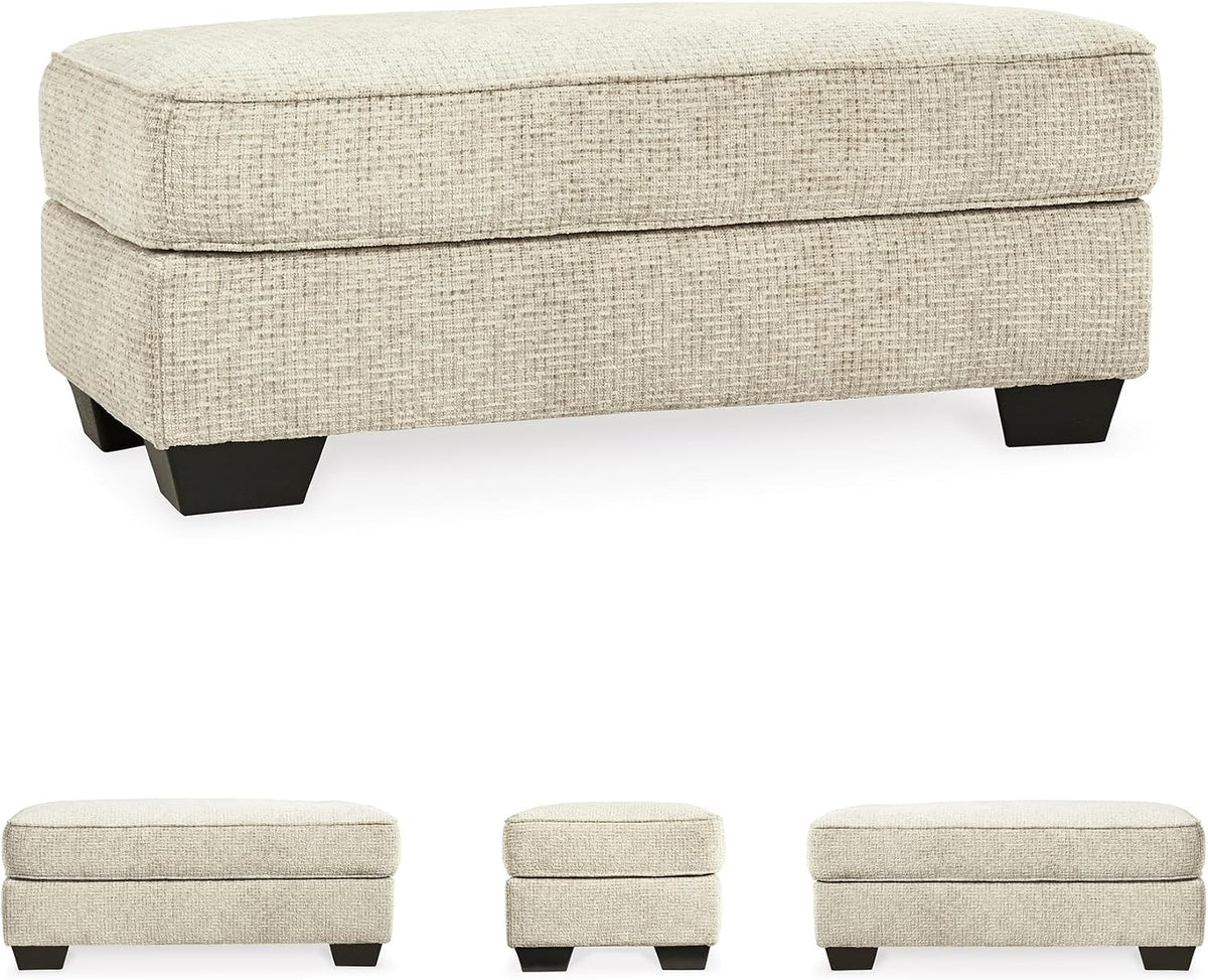 Signature Design by Ashley Rectangular Ottoman, Sandstone Beige | Firmly cushioned 100% polyester chenille fabric, Generous 44-inch scale for coffee table or lounge use, Monaghan Series