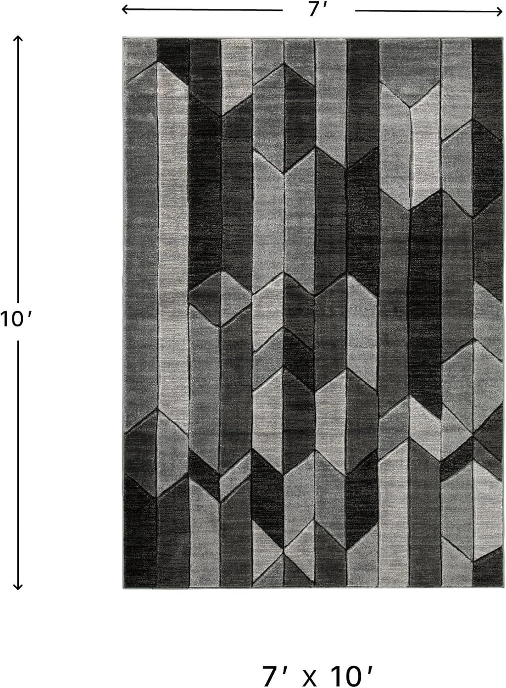 Signature Design by Ashley Chayse Geometric Area Rug, 7x10, Black & Gray | 100% polypropylene fiber, 12 mm medium pile height, Hand-carved multidimensional design, Large living room use, Spot clean