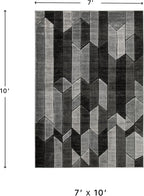 Signature Design by Ashley Chayse Geometric Area Rug, 7x10, Black & Gray | 100% polypropylene fiber, 12 mm medium pile height, Hand-carved multidimensional design, Large living room use, Spot clean