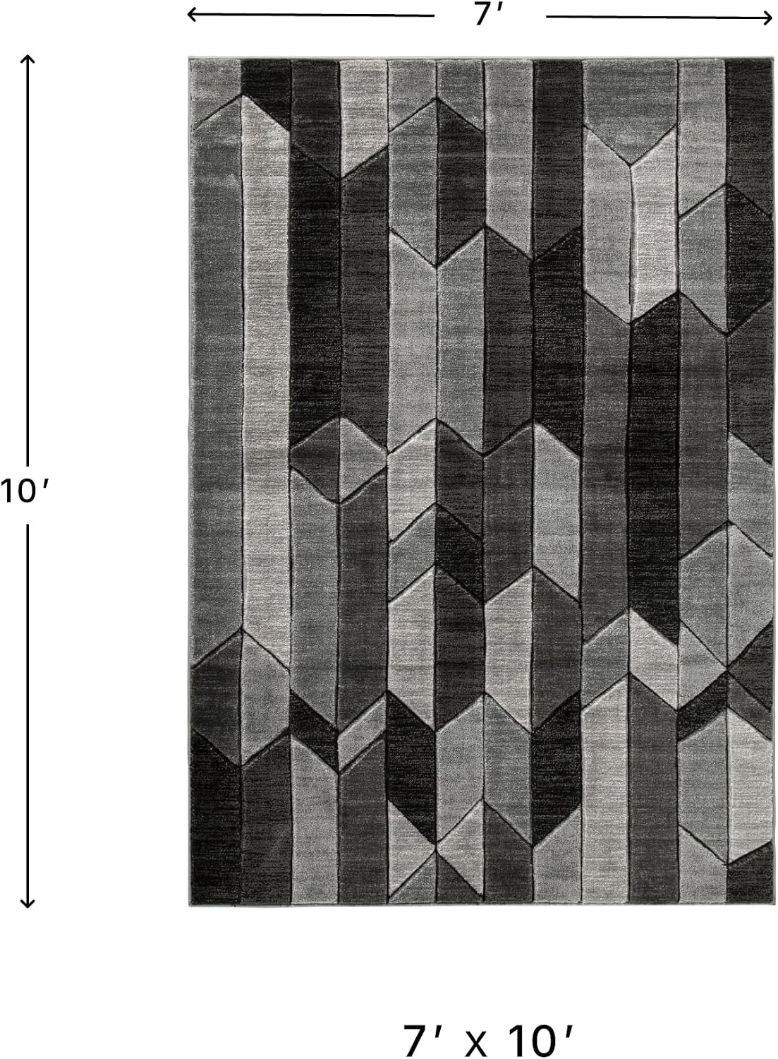 Signature Design by Ashley Chayse Geometric Area Rug, 7x10, Black & Gray | 100% polypropylene fiber, 12 mm medium pile height, Hand-carved multidimensional design, Large living room use, Spot clean