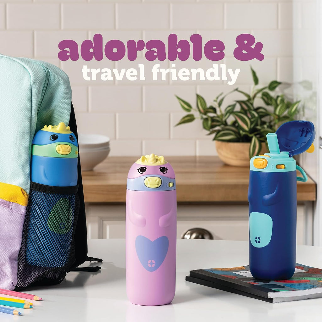 Ello Ellies 12oz Stainless Steel Leakproof Kids Water Bottle, Cat