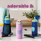 Ello Ellies 12oz Stainless Steel Leakproof Kids Water Bottle, Cat