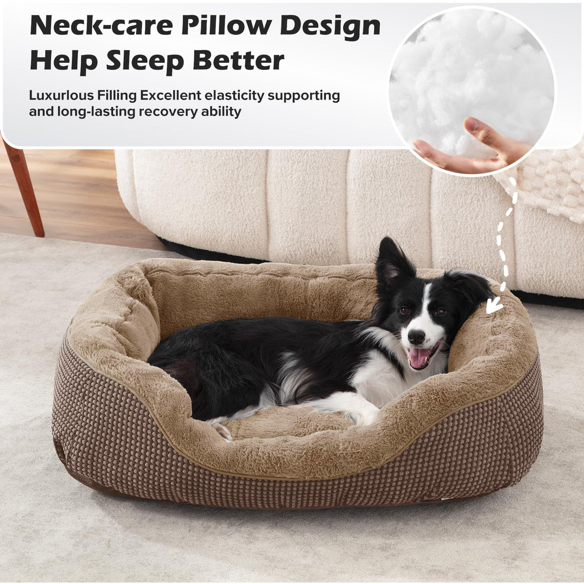 INVENHO Medium Dog Beds for Medium Dogs Washable, Rectangle Dog Bed Medium Size Dog, Orthopedic Dog Bed, Warming Soft Calming Sleeping Puppy Bed Durable Pet Bed with Anti-Slip Bottom M(30"x24"x9")