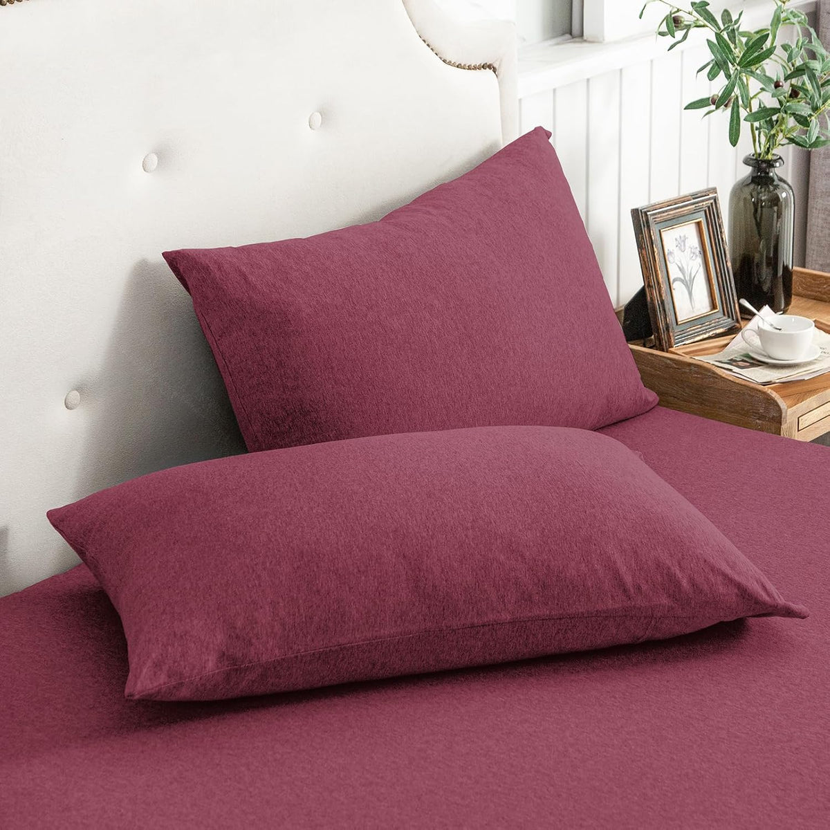 PURE ERA Jersey Knit Pillow Cases Solid Sage Green Standard