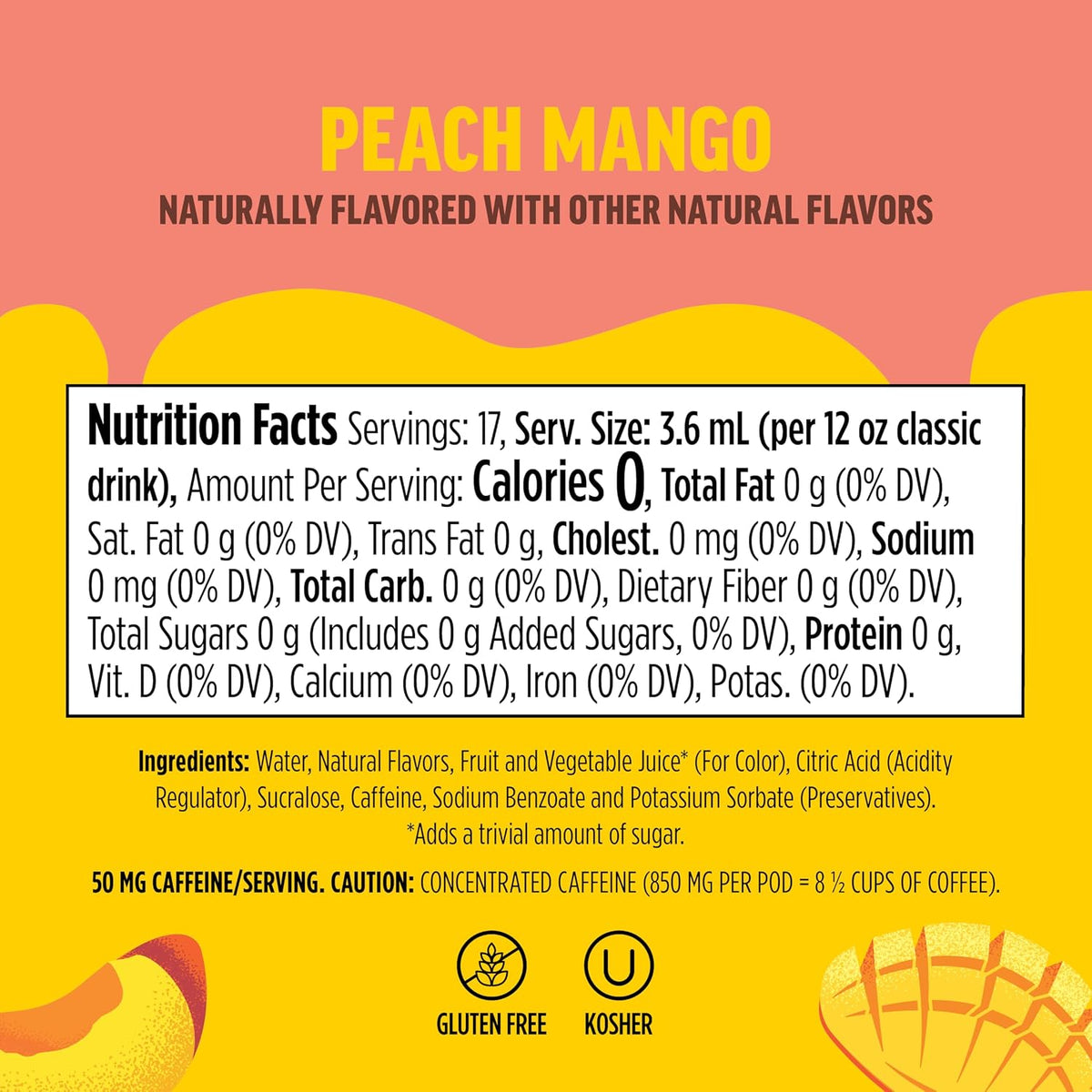 Ninja Thirsti Flavored Water Drops, Fruiti Chill+ Peach Mango with Caffeine | Zero Calories, Zero Sugar, 3 Pack, Compatible with Ninja Thirsti Drink Systems - WC1000, WC2000 & WC3000 Series, WCFPCMGAM