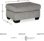 Signature Design by Ashley Altari Rectangular Accent Ottoman, Light Gray | Plush 100% polyester chenille fabric, Sturdy reinforced frame, Versatile seating and footrest, Fits 32 in doorways