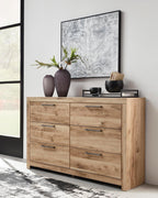 Signature Design by Ashley 6 Drawer Dresser for Bedroom, Golden Oak | 5-minute quick assembly, Contemporary tan brown finish, Durable engineered wood, Hyanna Series