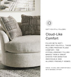 Signature Design by Ashley Soletren Oversized Swivel Accent Chair, Stone | Cozy 100% polyester chenille, Smooth 360-degree swivel base, Includes 2 geometric throw pillows