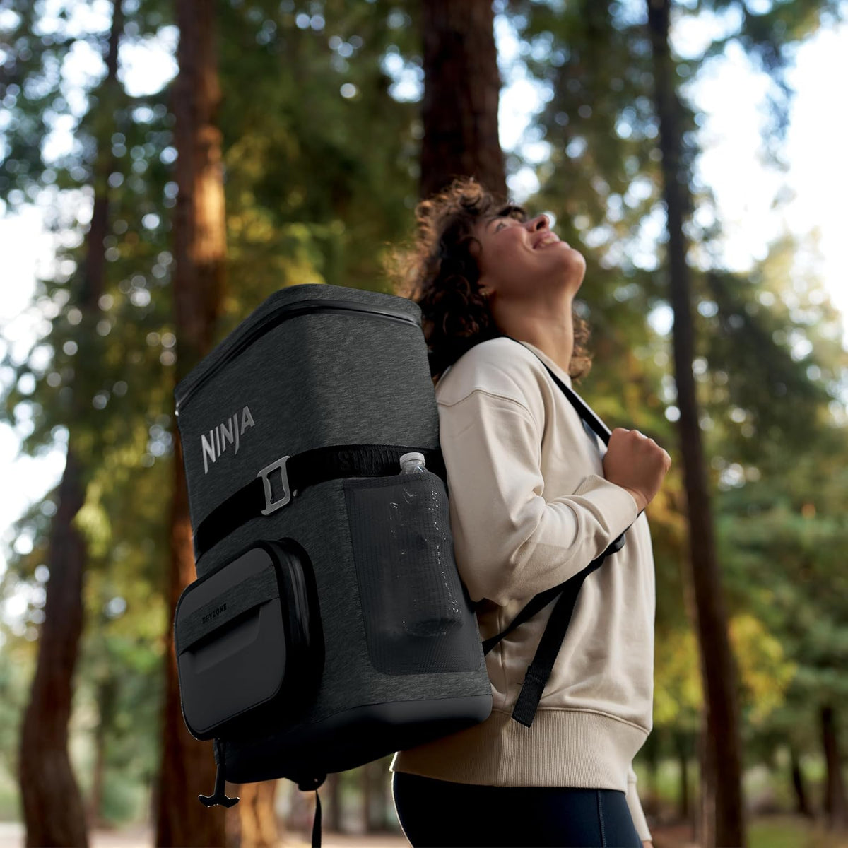 Ninja FrostVault™ Go Soft Backpack Cooler, Dry Storage, Charcoal Gray | Ninja FrostVault Go soft cooler, stays cool for hours with a leakproof, easy-access lid, and carries like a backpack