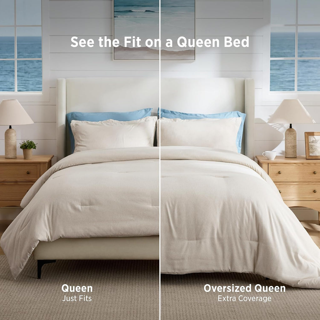 Bedsure Queen Size Comforter Sets, Beige Cationic Dyed Bedding Set 3 Pcs