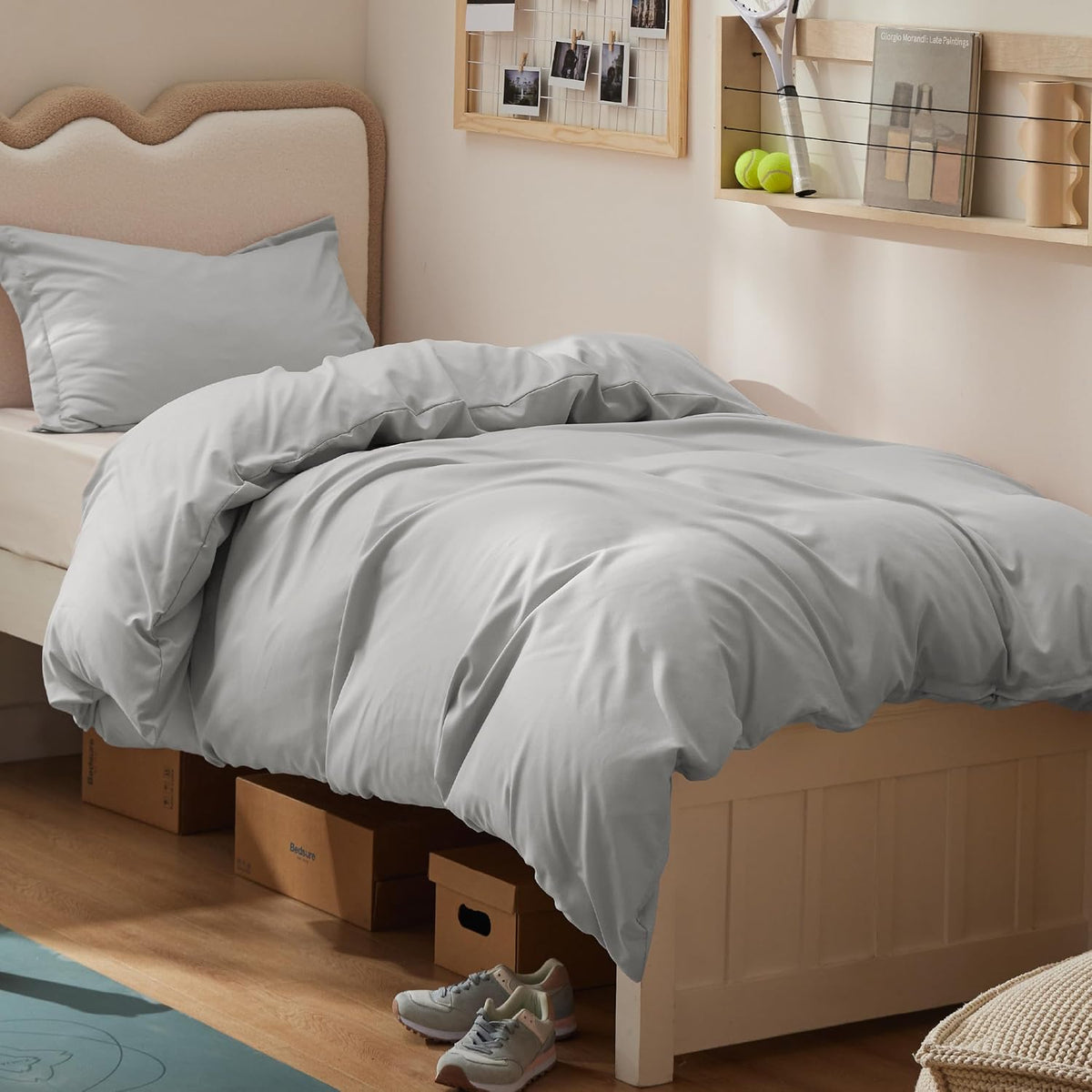 Bedsure Duvet Cover Queen Size, 3Pcs Soft Double Brushed Bedding Set, White