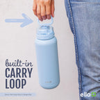 Ello Cooper 22oz Insulated Stainless Steel Water Bottle with Straw, Figgy