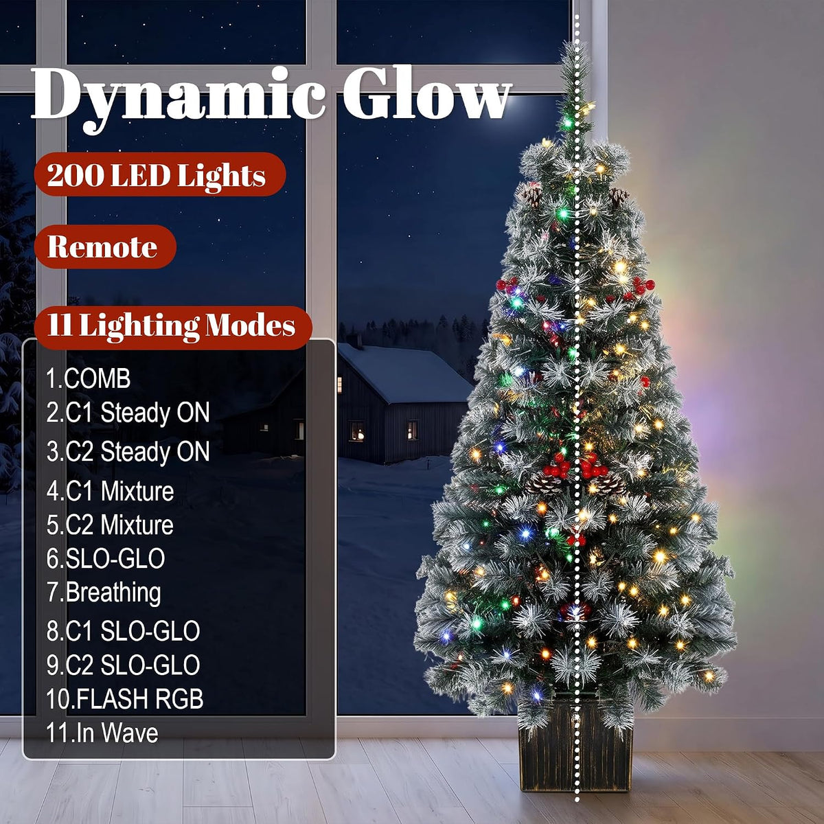 HOMCOM 4ft Pre-Lit Slim Artificial Christmas Tree Set of 2, 100 LED Lights