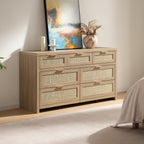 SICOTAS 7 Drawer Rattan Dresser for Bedroom, 57" Wide Dresser