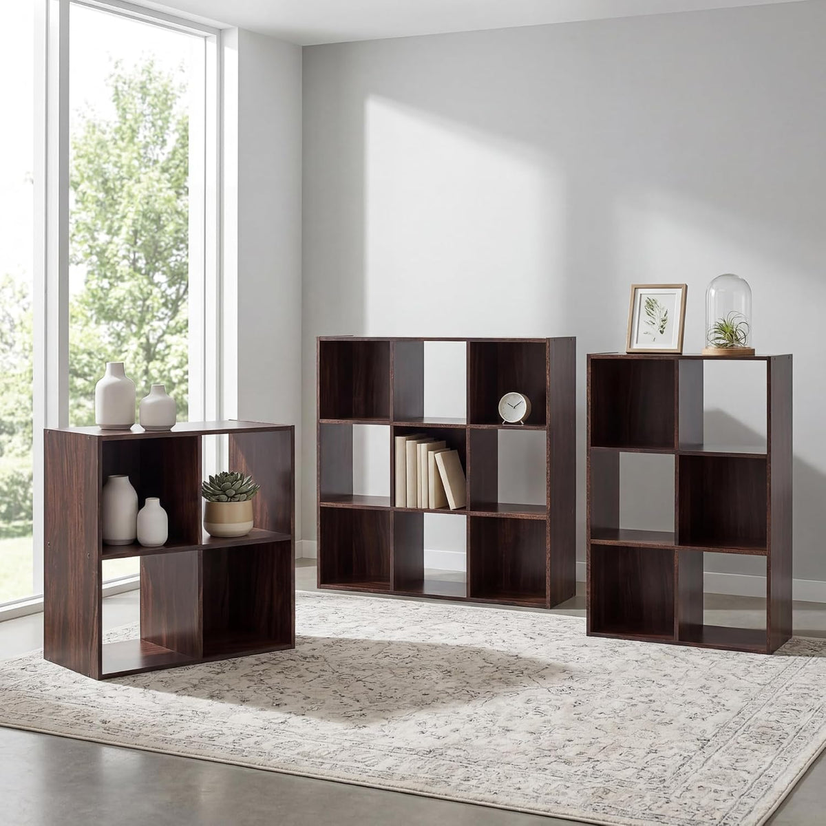 Signature Design by Ashley Glosmount 9 Cube Storage Organizer or Bookcase, Cherry & Light Brown