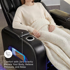 Signature Design by Ashley Leather Power Recliner Chair, Zero Gravity | Soothing air massage and heat, Extended ottoman with adjustable headrest, 250-lb weight capacity, Boyington Series