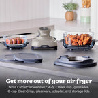 Ninja Crispi Glass Air Fryer, 4-in-1, Stone, FN101ST | Max crisp, bake, air fry, recrisp, 450F max, 4 Qt and 6 Cup containers, PFAS-free glass