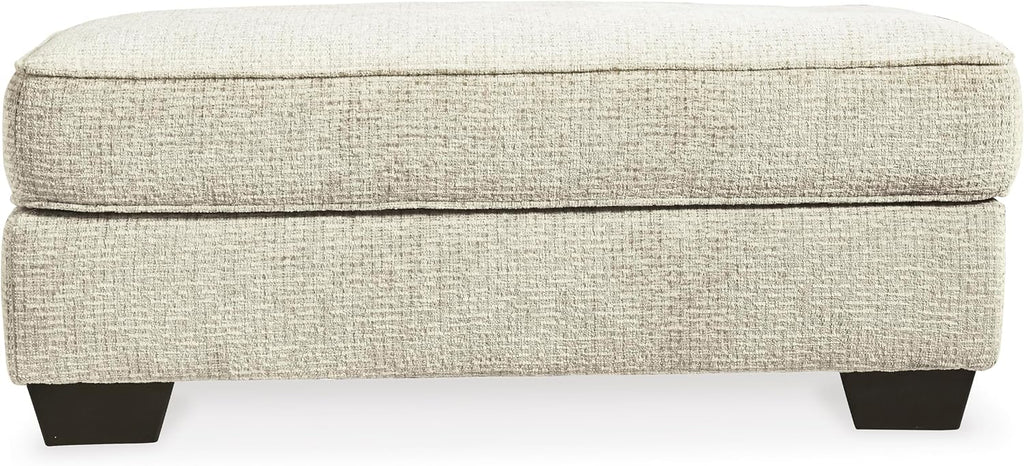 Signature Design by Ashley Rectangular Ottoman, Sandstone Beige | Firmly cushioned 100% polyester chenille fabric, Generous 44-inch scale for coffee table or lounge use, Monaghan Series