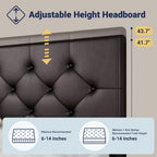 Allewie Queen Size Storage Bed Frame with 4 Underbed Drawers, Upholstered Platform Bed with Adjustable Headboard, Diamond Button Tufted, Easy Assembly, Noise-Free, No Box Spring Needed, Brown