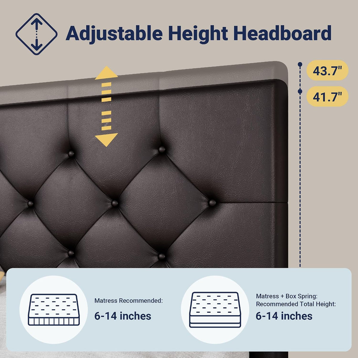 Allewie Queen Size Storage Bed Frame with 4 Underbed Drawers, Upholstered Platform Bed with Adjustable Headboard, Diamond Button Tufted, Easy Assembly, Noise-Free, No Box Spring Needed, Brown
