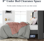 Allewie Queen Size Velvet Bed Frame/Vertical Channel Tufted Wingback Headboard/Upholstered Platform Bed/Strong Wooden Slats/No Box Spring Needed/Easy Assembly/Grey