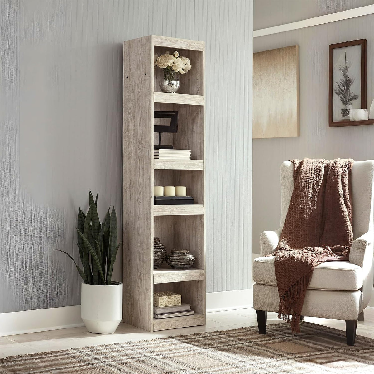 Signature Design by Ashley Willowton 72-Inch Bookcase Pier, Whitewash