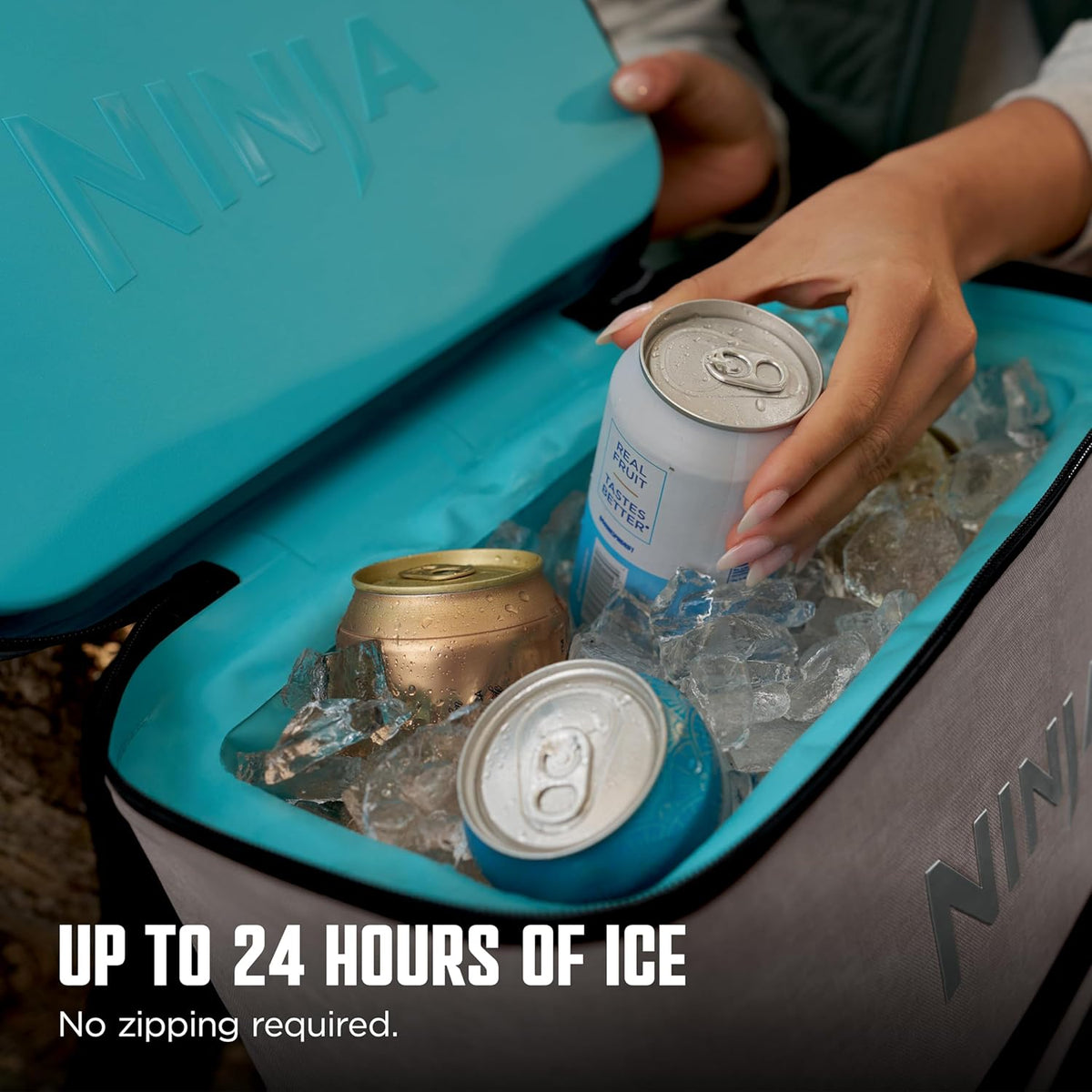 Ninja FrostVault™ Go Soft Backpack Cooler, Dry Storage, Birch Beige | Ninja FrostVault Go soft cooler, stays cool for hours with a leakproof, easy-access lid, and carries like a backpack