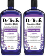 Dr Teal's Foaming Bath with Pure Epsom Salt, Soothe & Sleep with Lavender, 34 fl oz (Pack of 2)