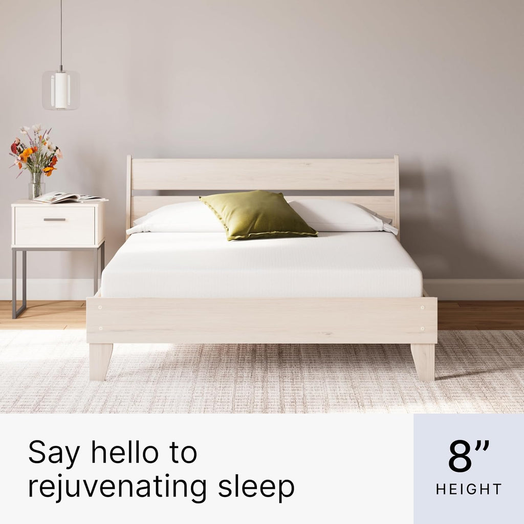 Signature Design by Ashley Queen Size 8 Inch Medium Firm Charcoal Gel & Green Tea Infused Memory Foam Mattress for Pressure Relief, Fiberglass-Free, Mattress In A Box
