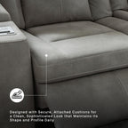 Signature Design by Ashley Faux Leather Power Reclining Sofa, Slate | 15-minute assembly, Zero gravity reclining couch, Drop-down table, Wireless charging, Power headrest, Next-Gen series