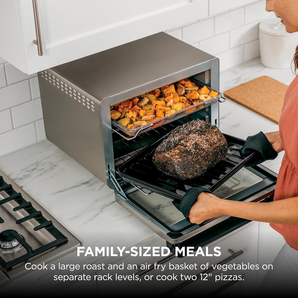 Ninja Foodi XL Pro Air Fry Oven, 10-in-1, Stainless Steel, DT201 | Fits 5 lb chicken, Air fry, roast, bake, broil, toast, dehydrate, reheat, pizza, 1800W