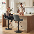 HOMCOM Bar Stools Set of 2 w/ 51x40 cm Wide Seat, Large Base, Dark Grey