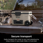 Ninja FrostVault™ 65qt Cooler with Wheels, Dry Storage Drawer, Birch Beige | Ninja FrostVault's 65-qt capacity holds 97 cans, keeps food cool & dry, and rolls easily on all-terrain wheels