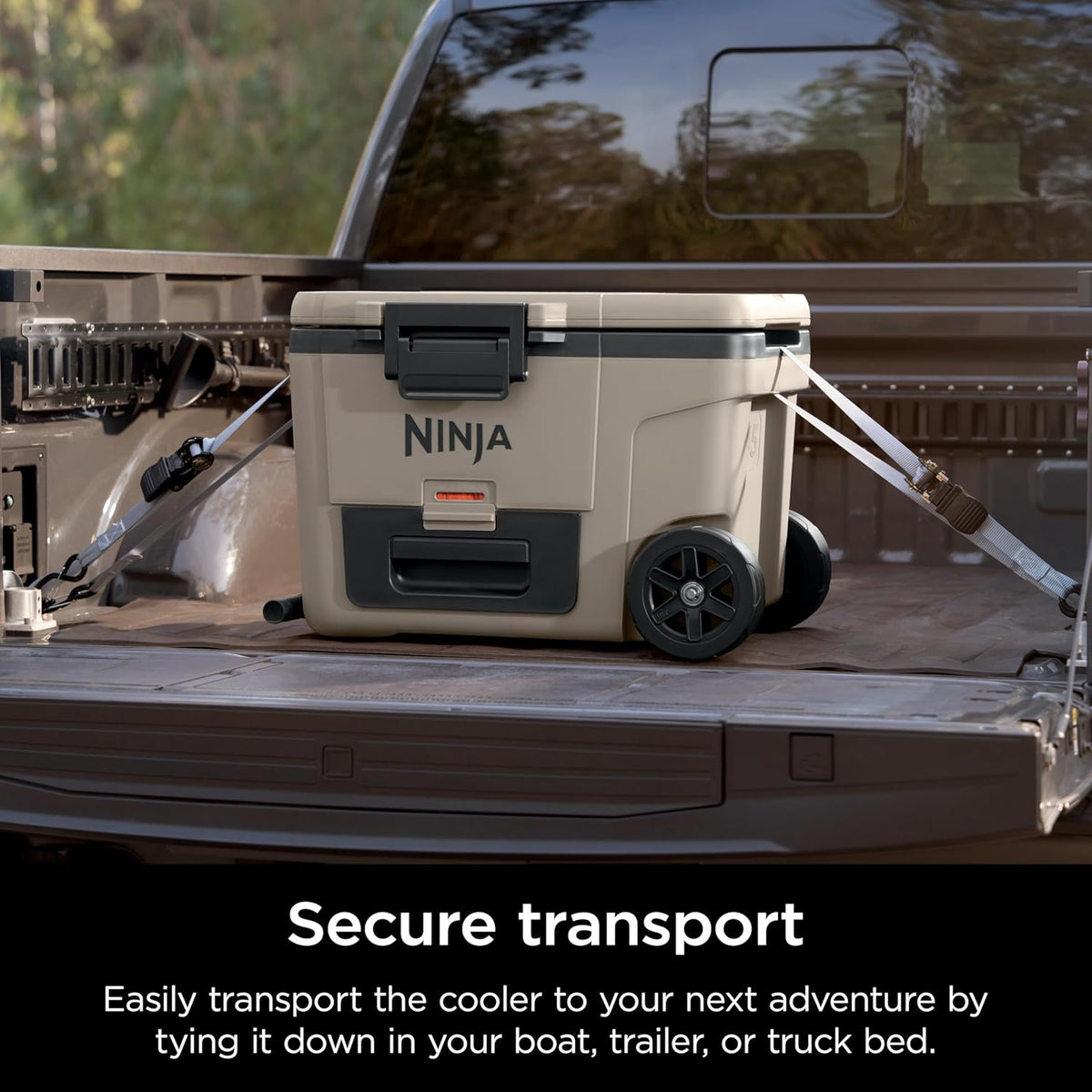 Ninja FrostVault™ 65qt Cooler with Wheels, Dry Storage Drawer, Birch Beige | Ninja FrostVault's 65-qt capacity holds 97 cans, keeps food cool & dry, and rolls easily on all-terrain wheels