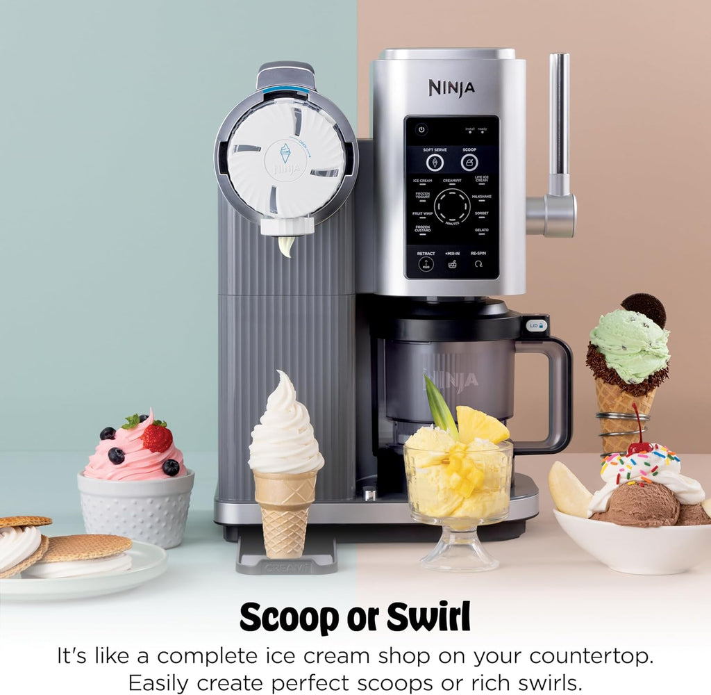 Ninja Creami Scoop & Swirl 13-in-1 Ice Cream and Soft Serve Maker, NC701 | Ninja Creami Scoop and Swirl turns almost anything into ice cream and soft serve at a button touch, scooped or swirled.