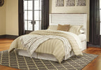 Signature Design by Ashley Coastal Queen Panel Headboard, Whitewash | Engineered wood rustic queen headboard, Farmhouse headboard queen option with built-in USB chargers, Willowton Series