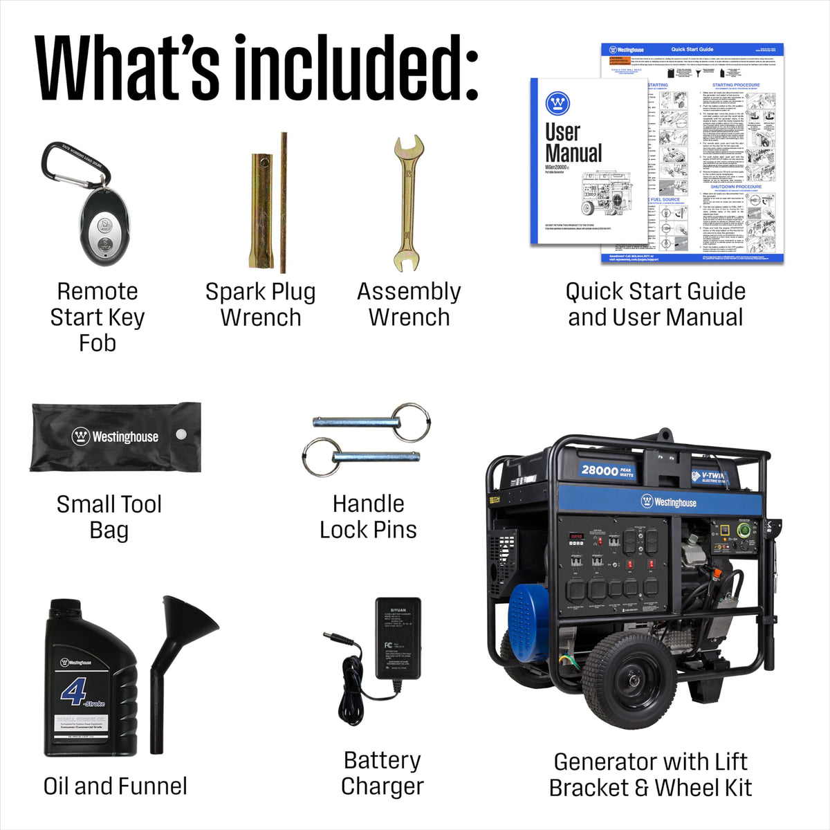 Westinghouse 28000 Peak Watt Tri-Fuel Home Backup Portable Generator, Remote Electric Start, Transfer Switch Ready, Gas, Propane, and Natural Gas Powered