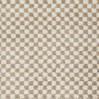 Signature Design by Ashley Checkered Shag Area Rug, Taupe/Ivory, 5x7 | 100% polypropylene 30 mm high pile, Soft plush texture for bedrooms and lounge areas, Karamen Series