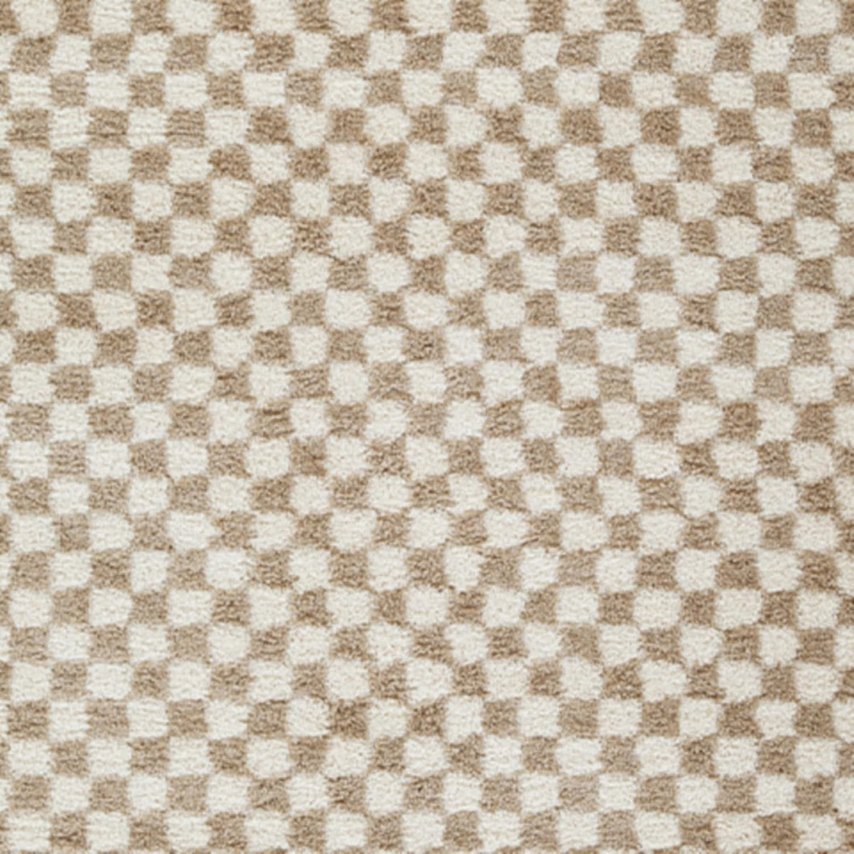Signature Design by Ashley Checkered Shag Area Rug, Taupe/Ivory, 5x7 | 100% polypropylene 30 mm high pile, Soft plush texture for bedrooms and lounge areas, Karamen Series