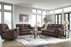 Signature Design by Ashley Faux Leather Living Room Sofa, Umber | 87"W contemporary 3-seater, Anti-sag platform foundation, Easy-clean upholstery fits 32" doorways, WalkerPoint Series