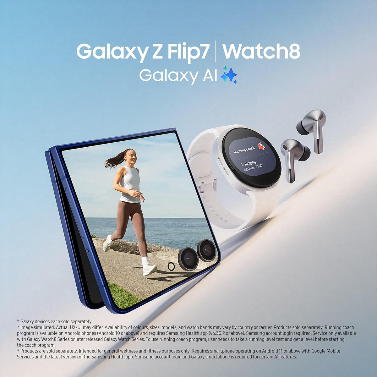 Samsung Galaxy Z Flip7 AI Phone, Thin & Light Foldable Design, Large Cover Screen, 50MP Camera, 256GB Storage, 12GB Memory, 4300mAh Battery, Blue Shadow, 3 Year Extended Warranty (UK Version)
