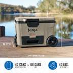 Ninja FrostVault™ 65qt Cooler with Wheels, Dry Storage Drawer, Birch Beige | Ninja FrostVault's 65-qt capacity holds 97 cans, keeps food cool & dry, and rolls easily on all-terrain wheels