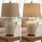 Signature Design by Ashley 27-Inch Farmhouse Ceramic Table Lamp, Cream