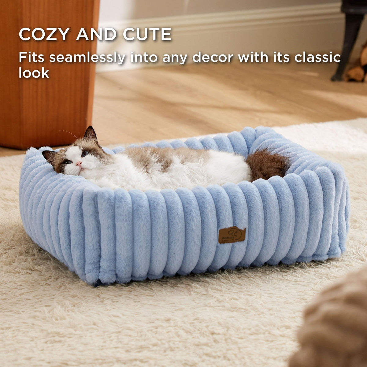 Bedsure ComfyFleece® Cute Dog Beds Large Sized Dog Washable，36in Cream