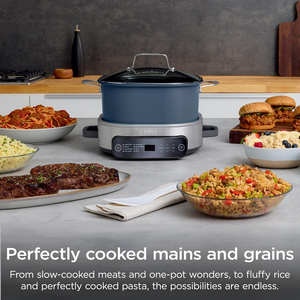 Ninja® Everyday PossibleCooker™ Pro, 6.5-qt, Midnight Blue, MC1101 | 10-in-1, 8 functions: Slow Cook, Sear/Sauté, Braise, Rice, Oats & Pasta. Replaces 10 appliances, cool-touch handles.